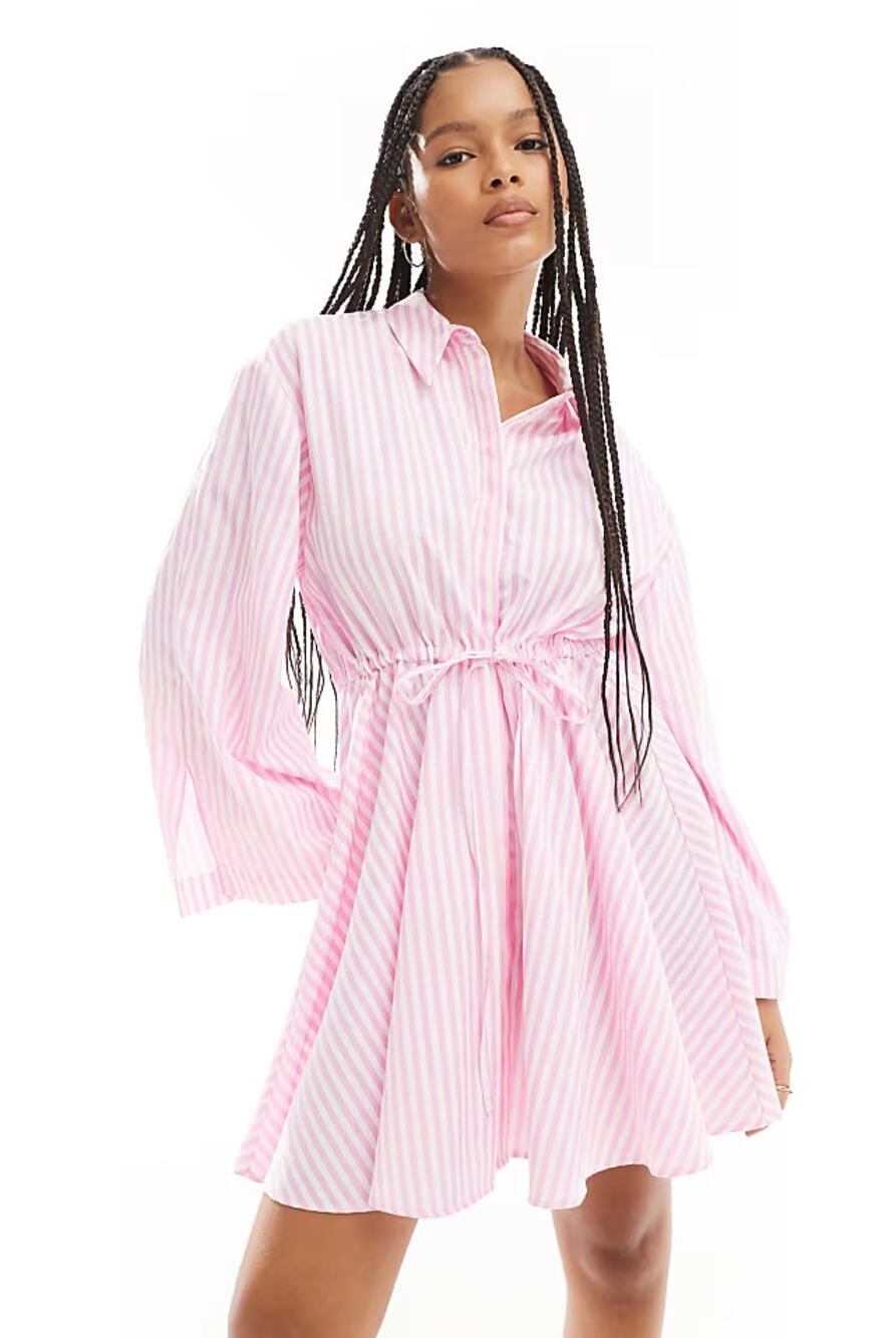 NWT ASOS Design A-Line Shirt Dress Pink Stripe Size 4